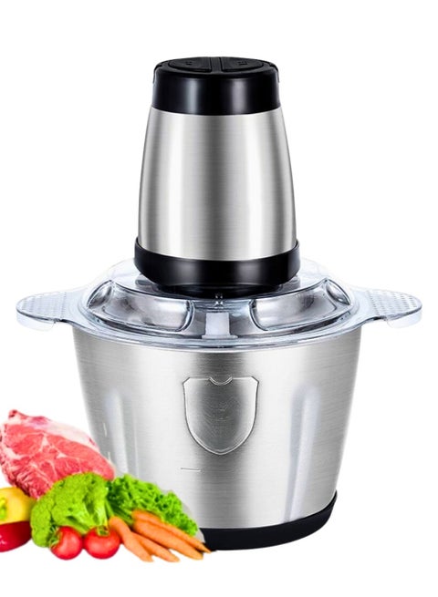 Electric Meat Grinder & Vegetable Chopper Electric – 3.8L -3-Speed High-Capacity Electric Food Processor Stainless Steel & Meat Grinder Electric for Mincing, Chopping & Meal Prep - Silver & Black
